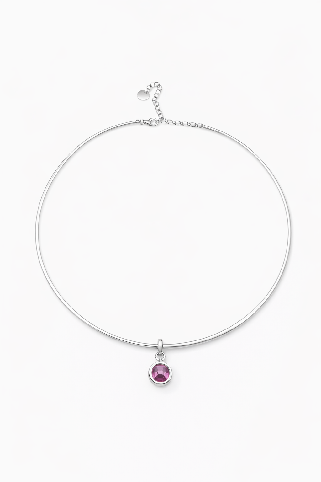 Pink Bezel Choker Pendant