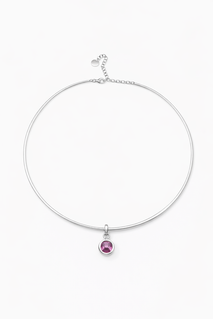 Pink Bezel Choker Pendant