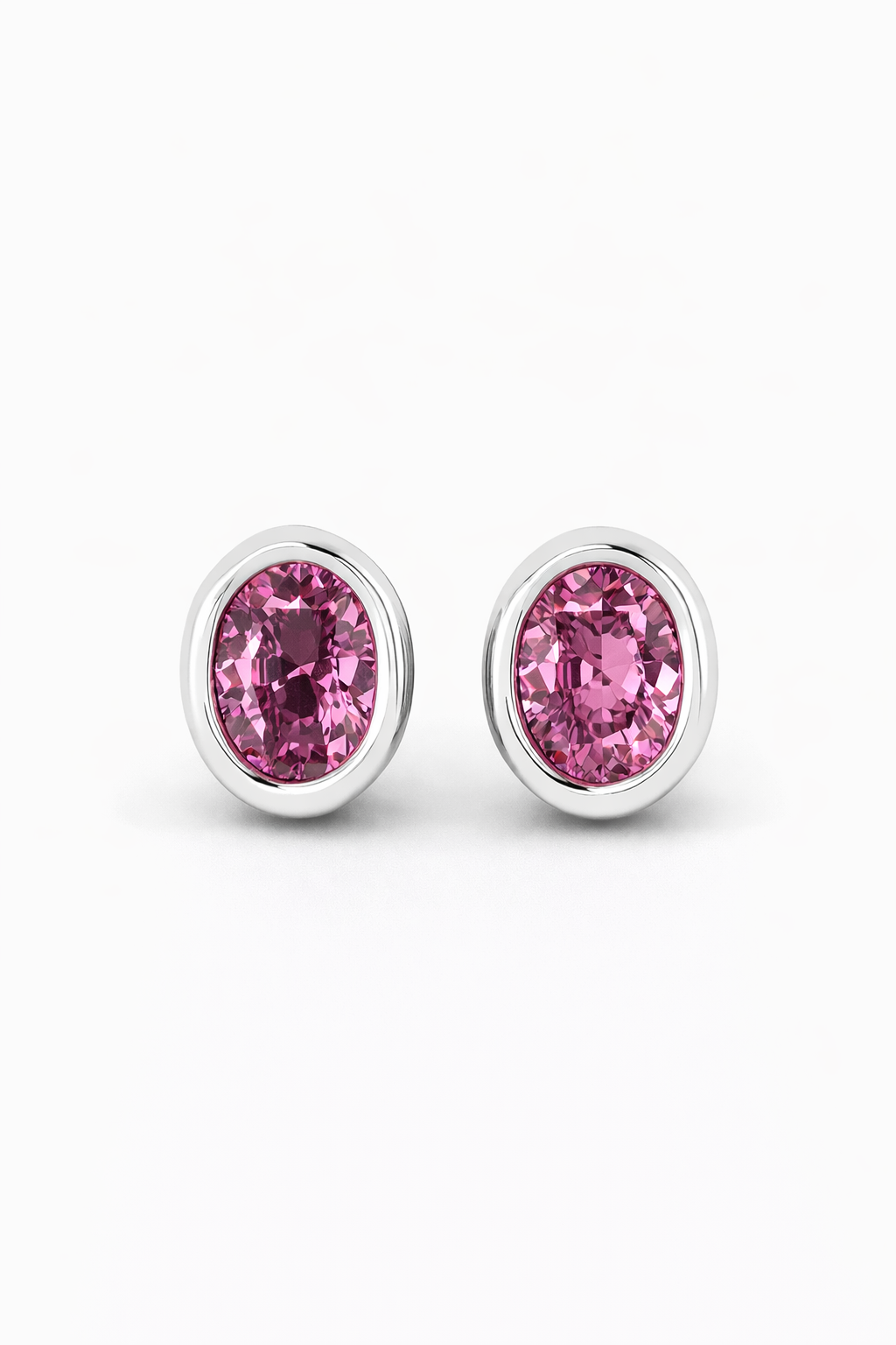 Pink Spinel Bezel Set Earrings