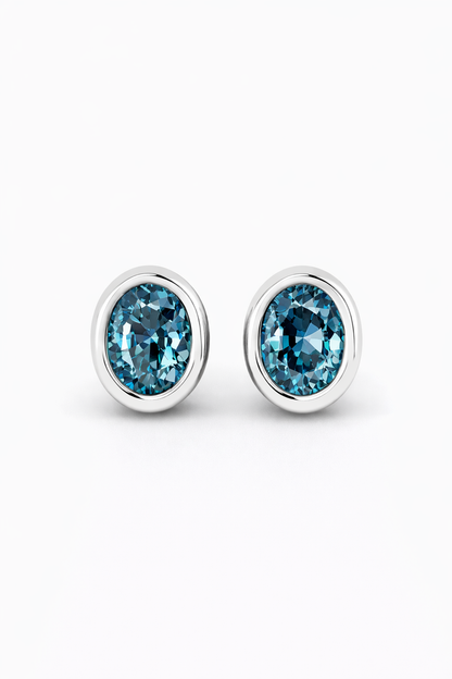 Blue Spinel Bezel Set Earrings