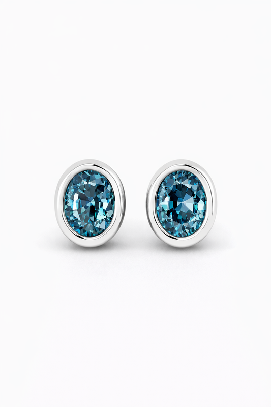 Blue Spinel Bezel Set Earrings