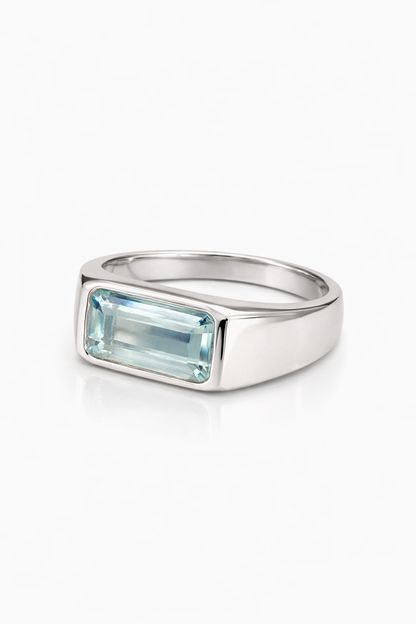 Aquamarine Bezel Signet Ring