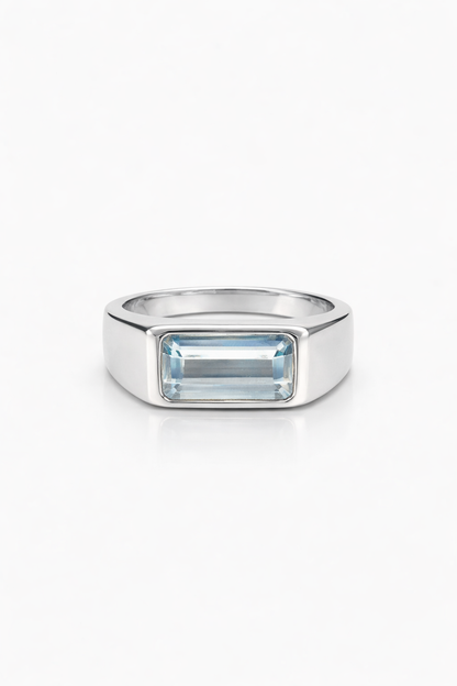Aquamarine Bezel Signet Ring