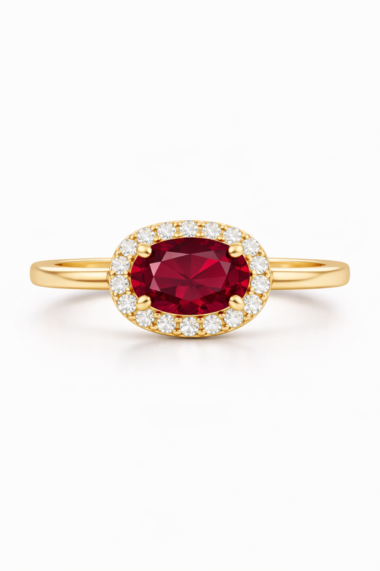 Ruby Halo East-West Pinky Ring