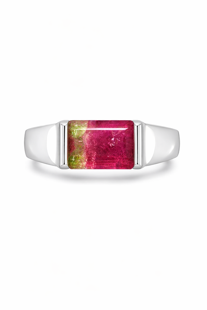 Half Bezel Watermelon Tourmaline Ring (mini)