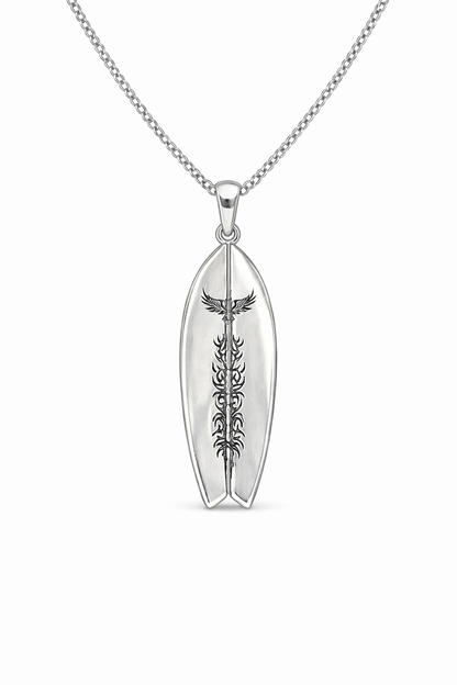 Silver Surfboard Pendant