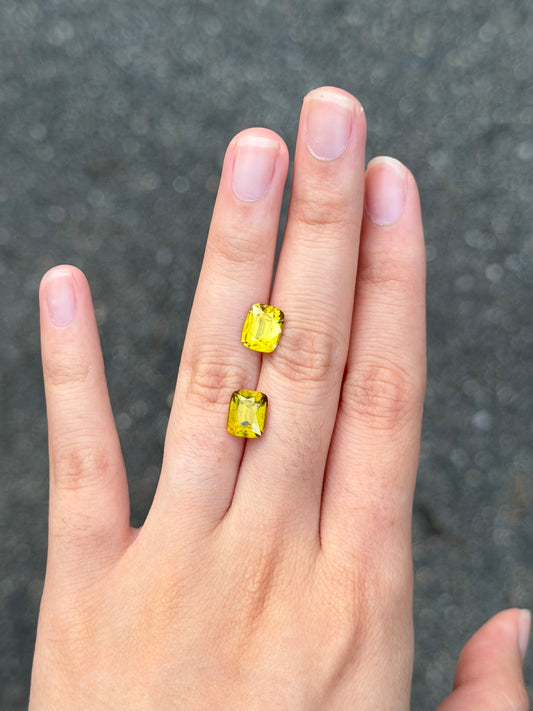 Sphene (cushion) matching pair - 4.4 ct
