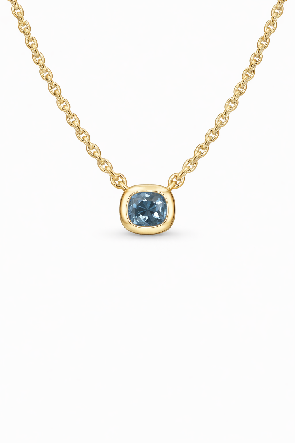 Blue Spinel Bezel Necklace