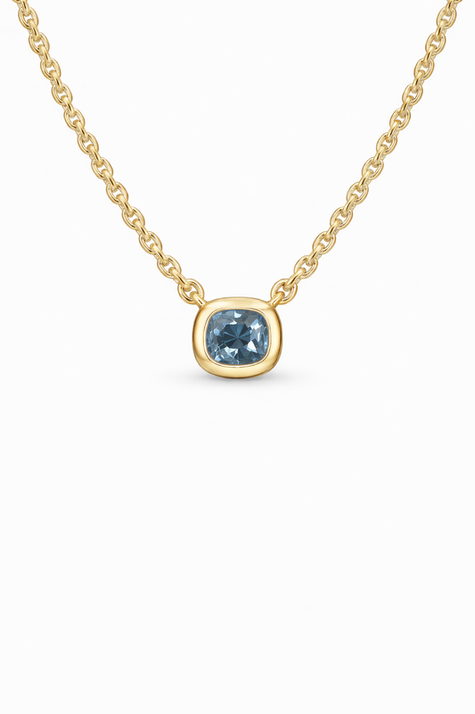 Blue Spinel Bezel Necklace