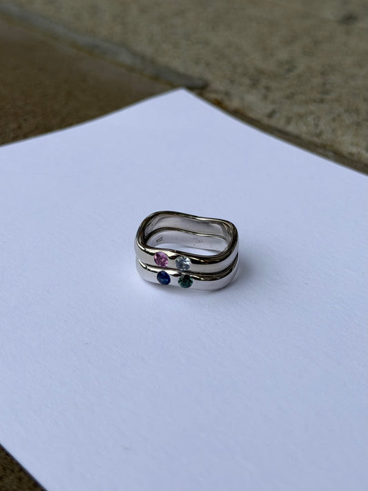 Flush Set Stackable Sapphire Rings