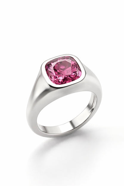 Pink Spinel Bezel Ring