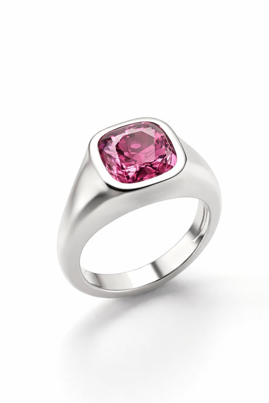 Pink Spinel Bezel Ring