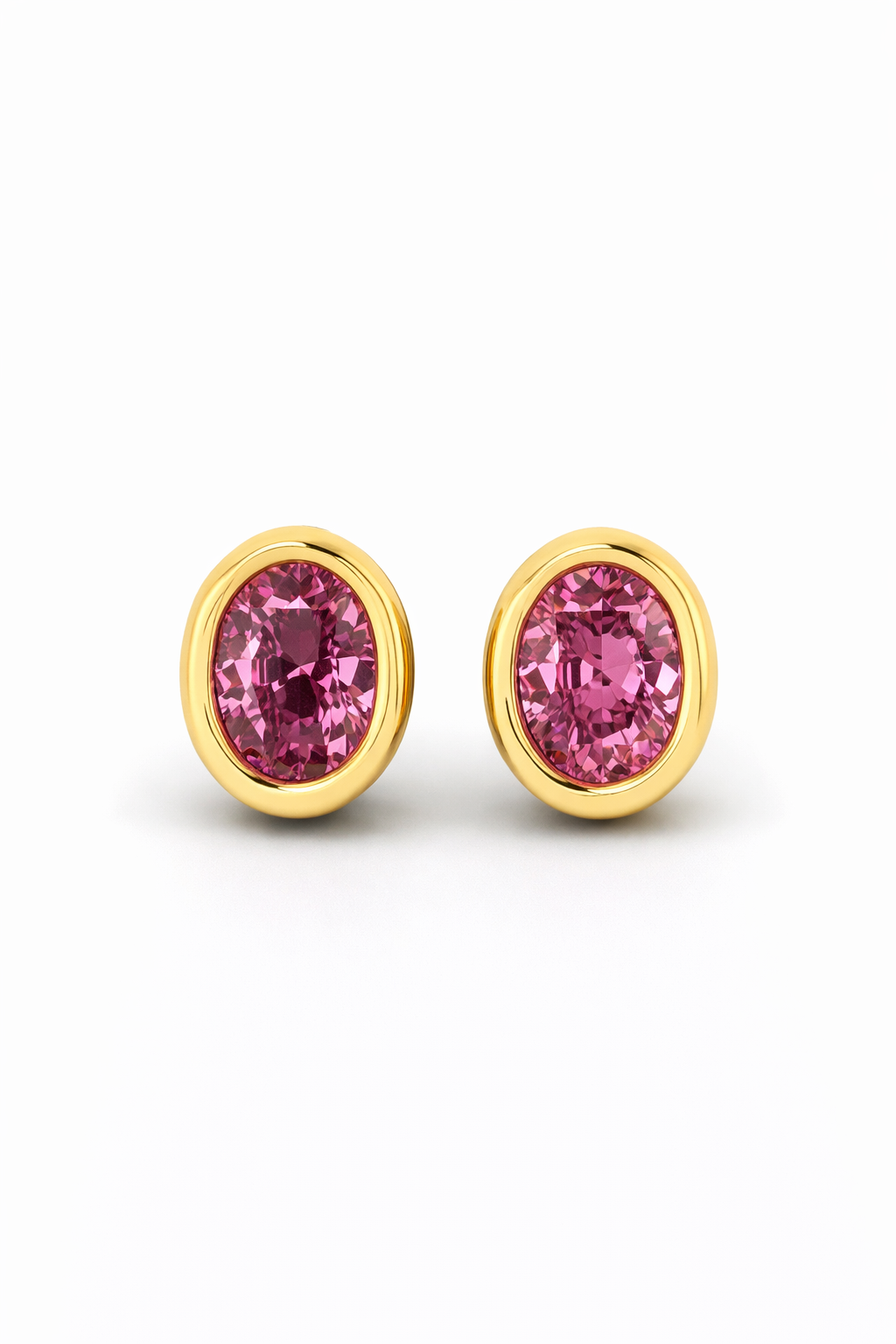 Pink Spinel Bezel Set Earrings