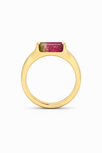 Half Bezel Watermelon Tourmaline Ring (mini)