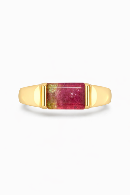 Half Bezel Watermelon Tourmaline Ring (mini)