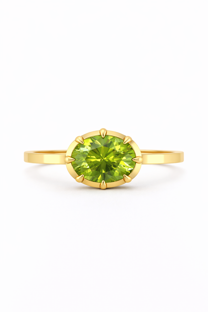 East-West Peridot Ring