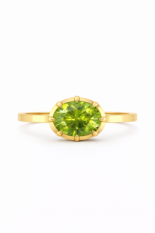East-West Peridot Ring
