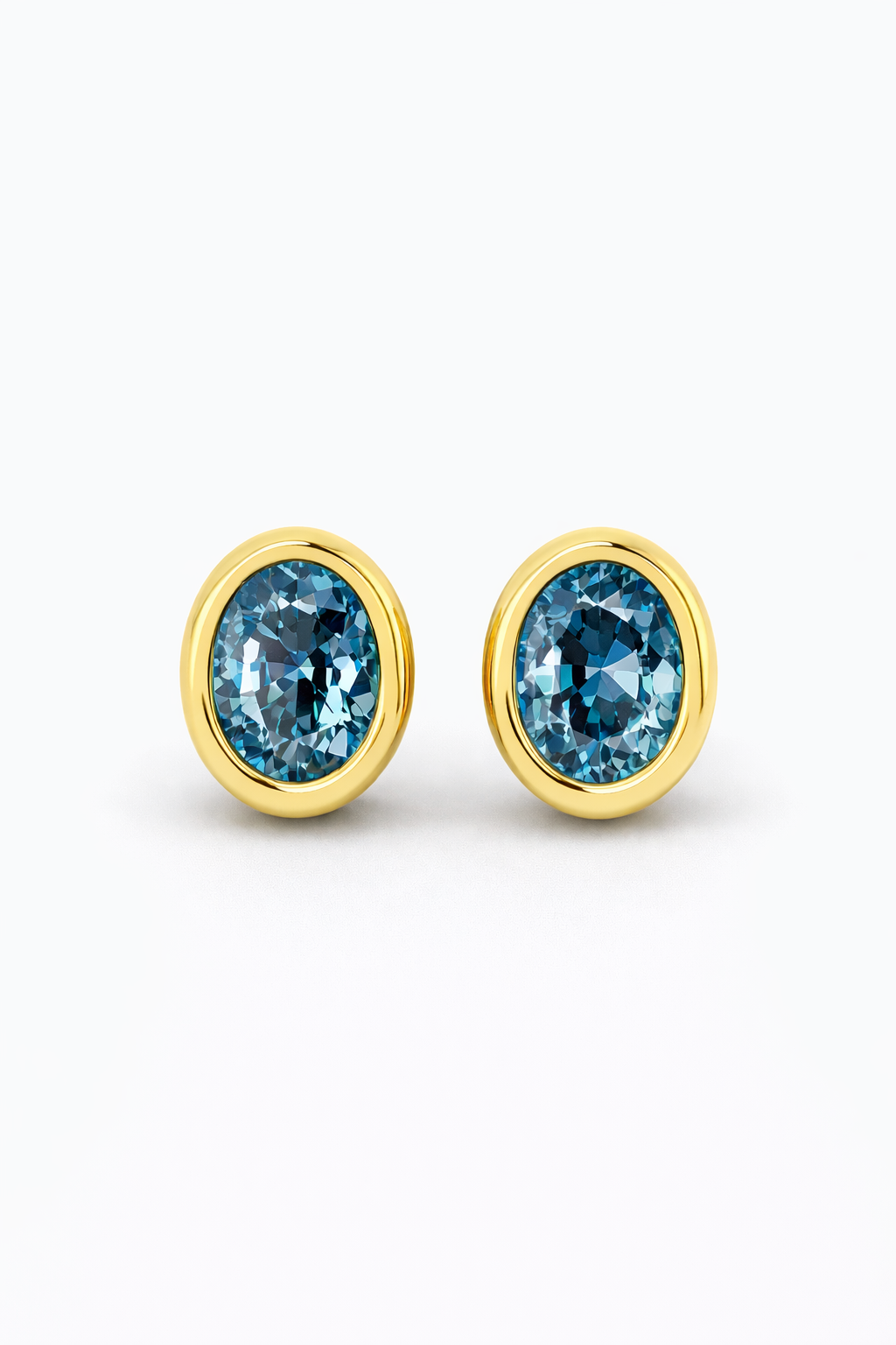 Blue Spinel Bezel Set Earrings