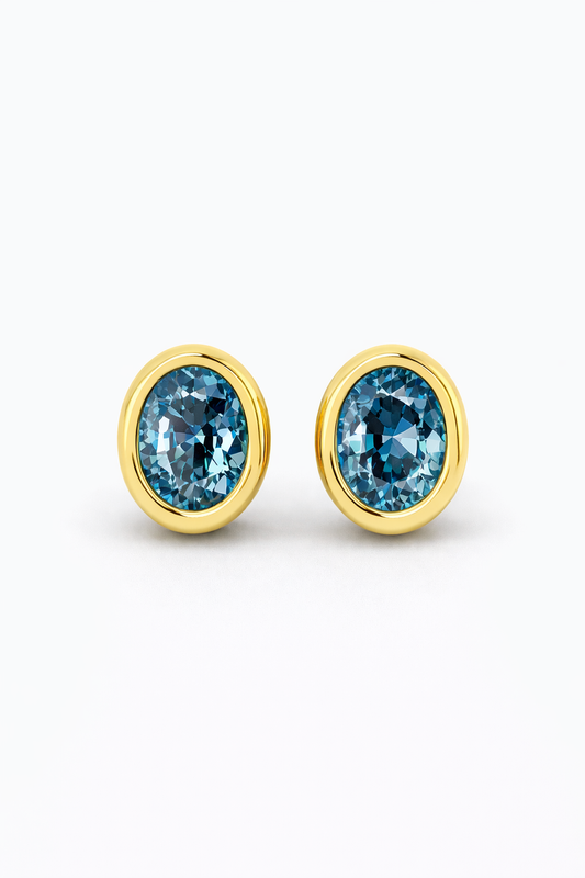 Blue Spinel Bezel Set Earrings