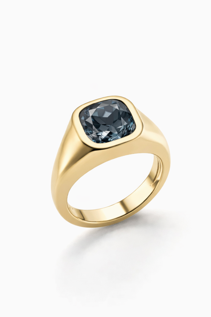 Blue Spinel Bezel Set Ring
