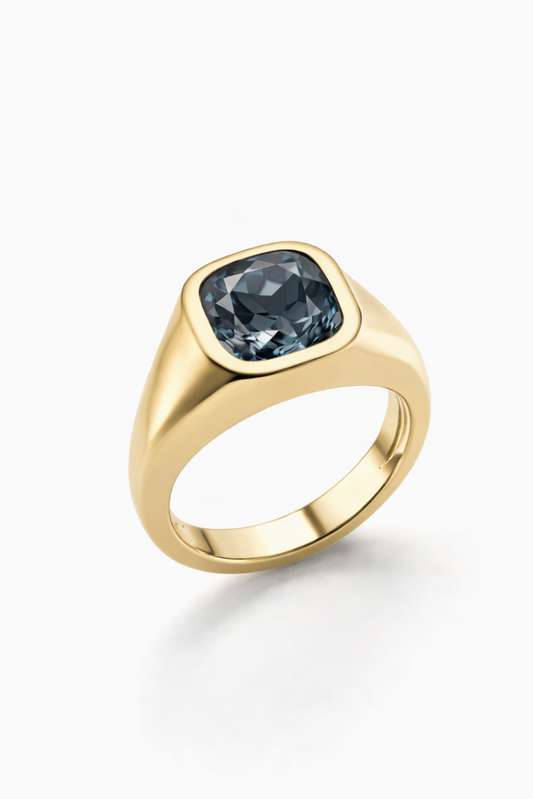 Blue Spinel Bezel Set Ring