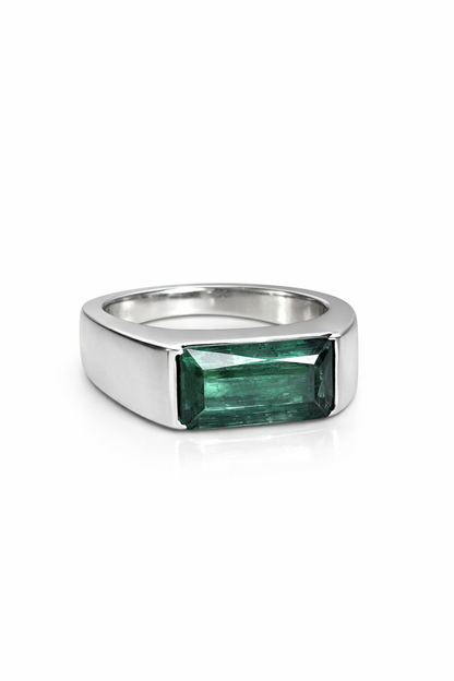 Half Bezel Tourmaline Signet Ring