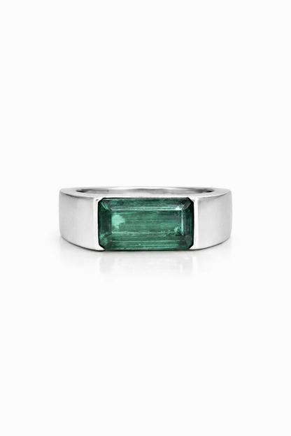 Half Bezel Tourmaline Signet Ring