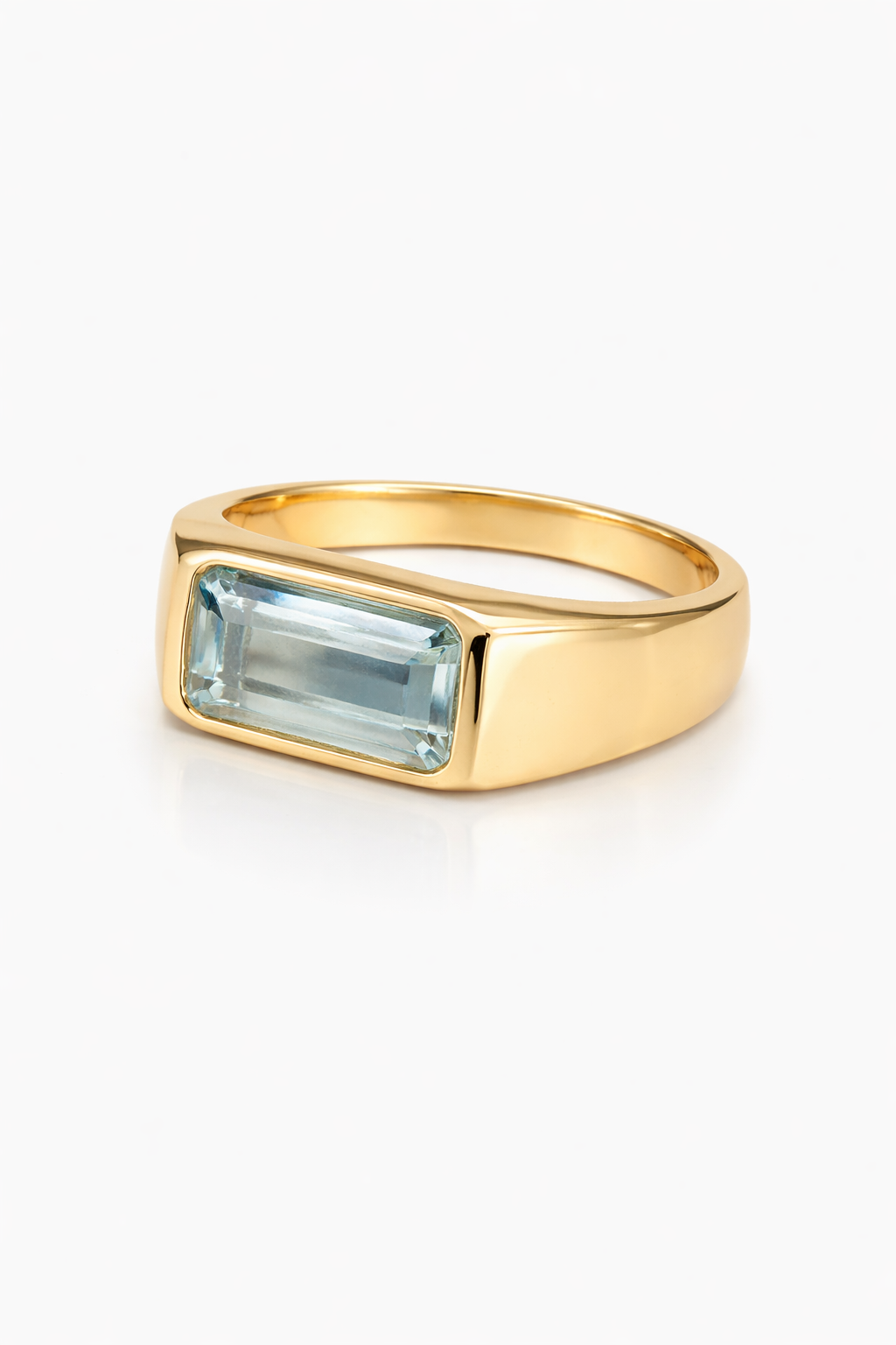Aquamarine Bezel Signet Ring