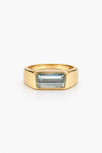 Aquamarine Bezel Signet Ring