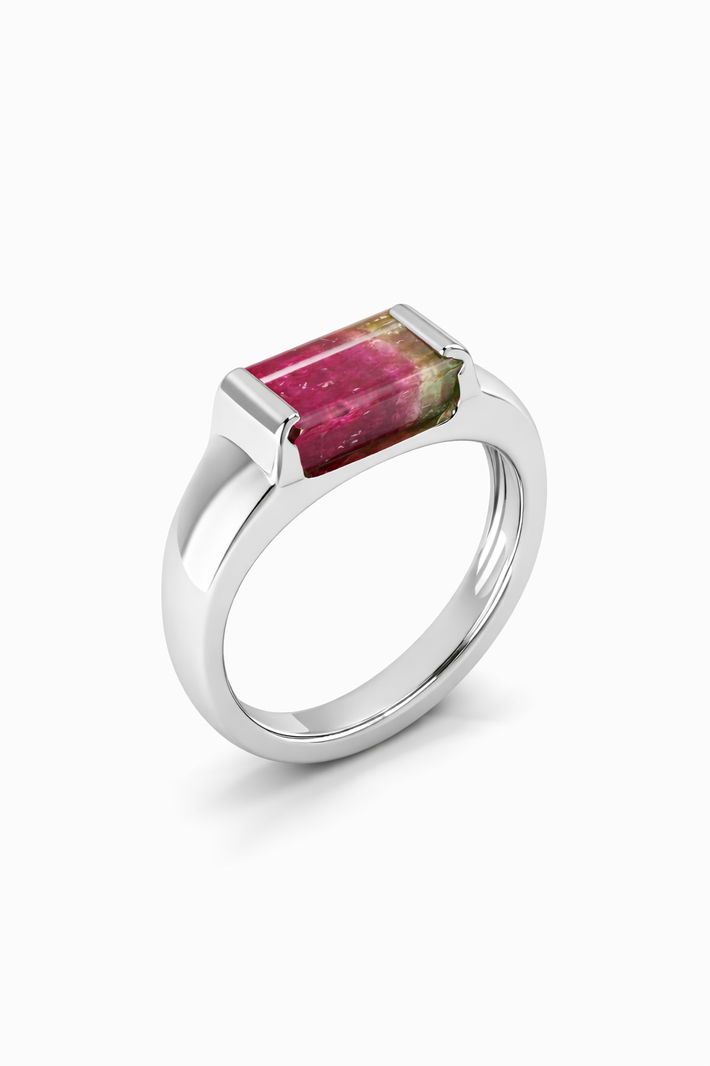 Half Bezel Watermelon Tourmaline Ring (mini)