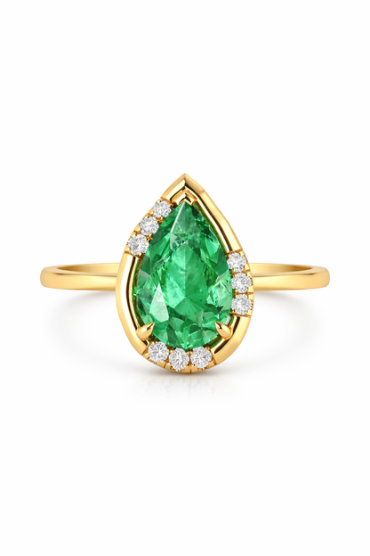 Colombian Emerald Pear Shape Ring