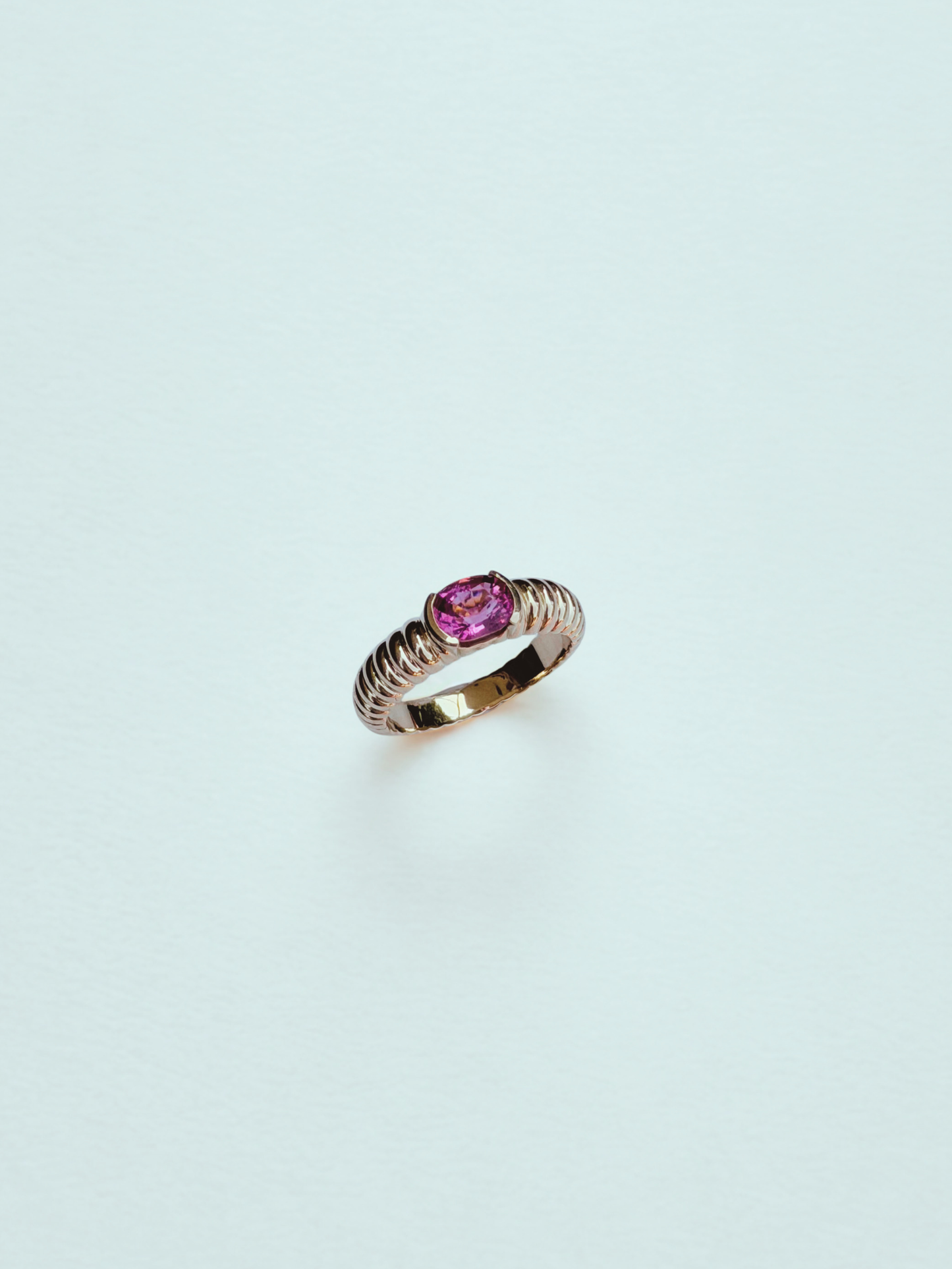 Half Bezel Ridge Ring - Pink Tourmaline