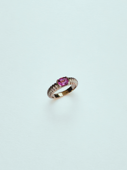 Half Bezel Ridge Ring - Pink Tourmaline