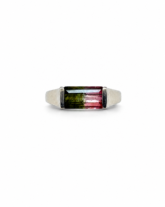 Half Bezel Watermelon Tourmaline Ring (mini)