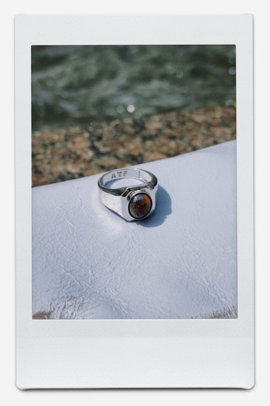 Alison Lin Black Opal 'Legacy Signet' Ring in White Gold