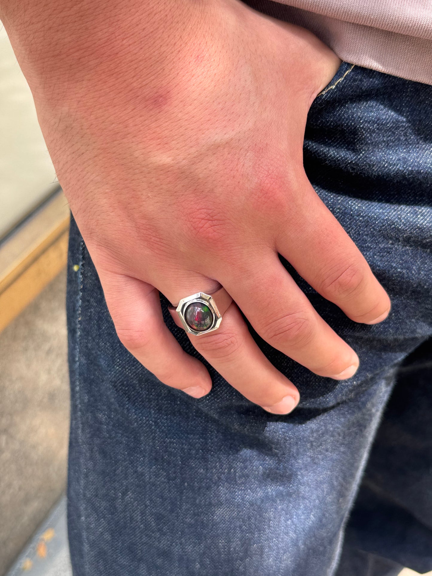 Alison Lin Black Opal 'Legacy Signet' Ring in White Gold