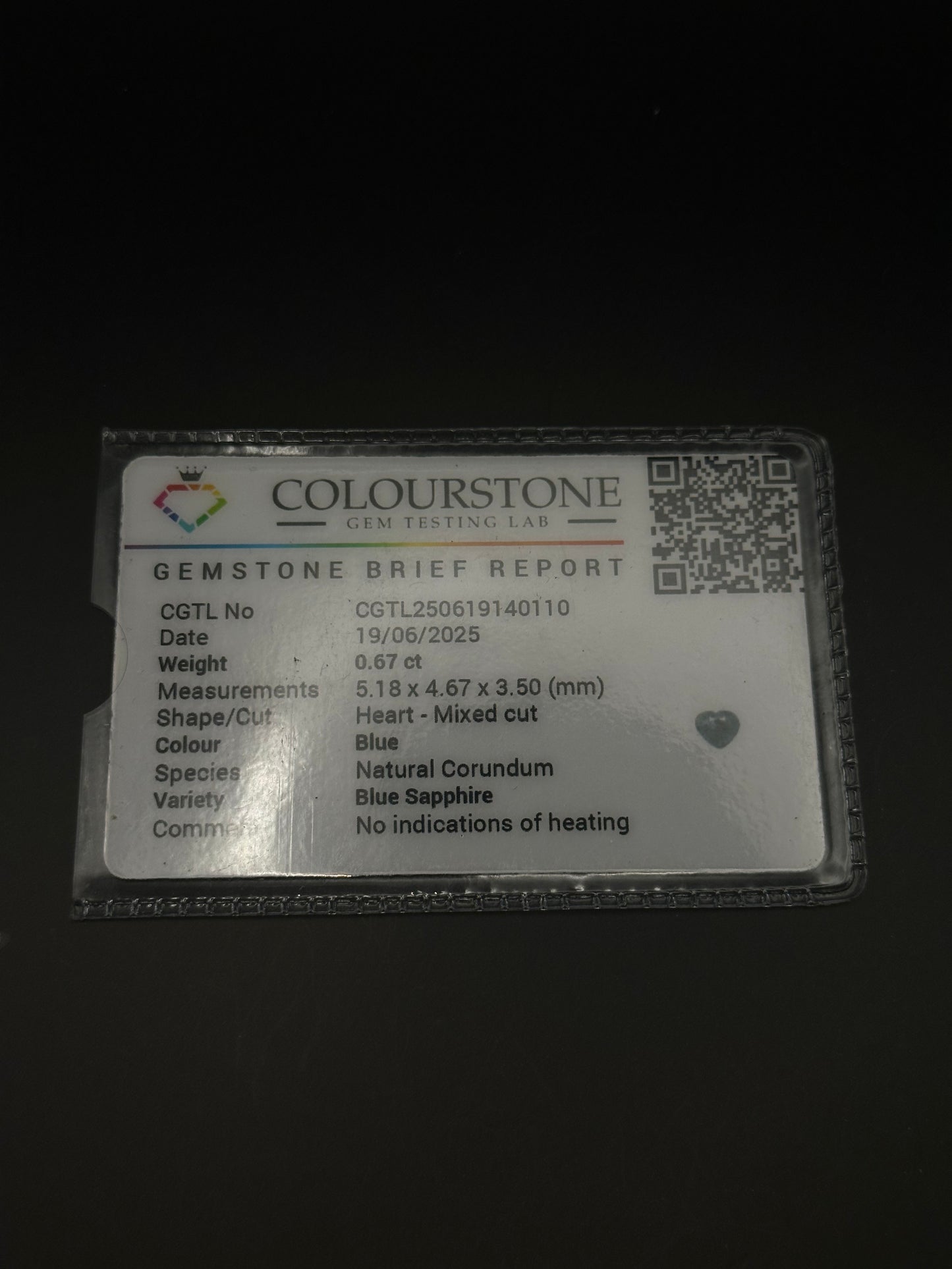 Blue Sapphire (heart) - .6