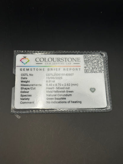 Yellowish Green  (heart) - .51 ct