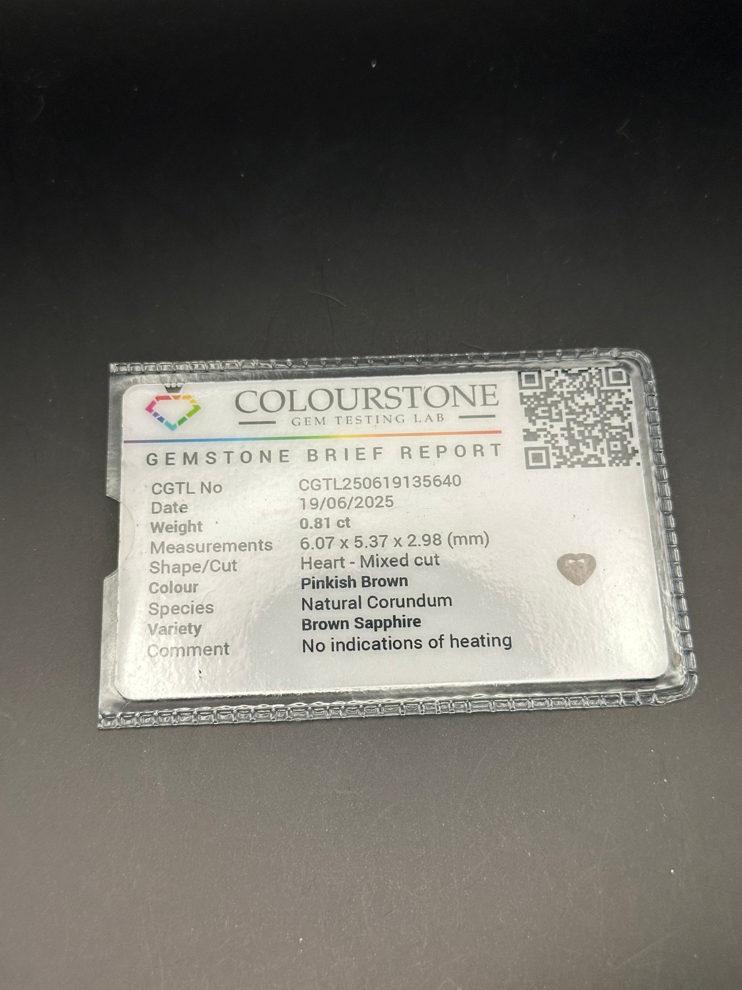 Pinkish Brown (heart) - .81ct