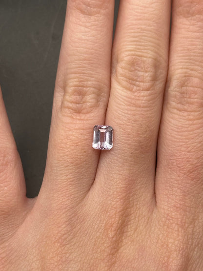 light pinkish white emerald cut sapphire - 1.2 ct