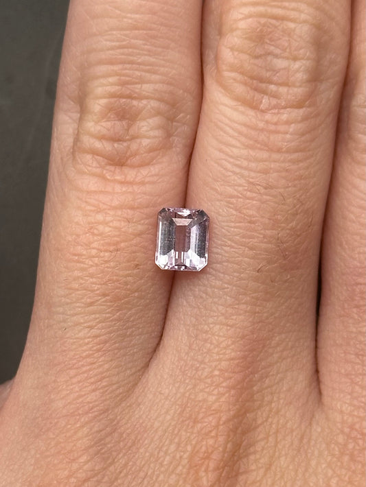 light pinkish white emerald cut sapphire - 1.2 ct