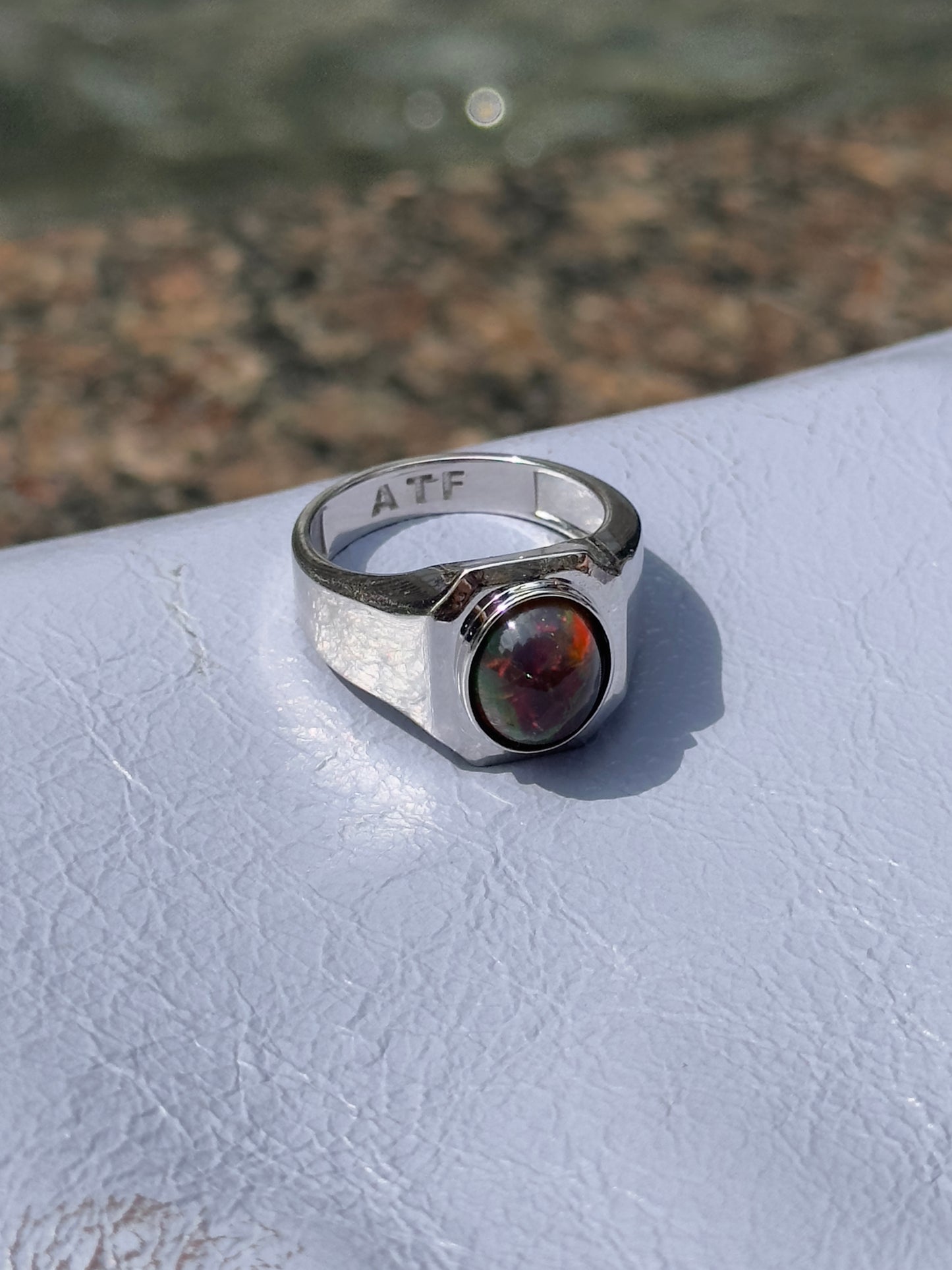 Alison Lin Black Opal 'Legacy Signet' Ring in White Gold