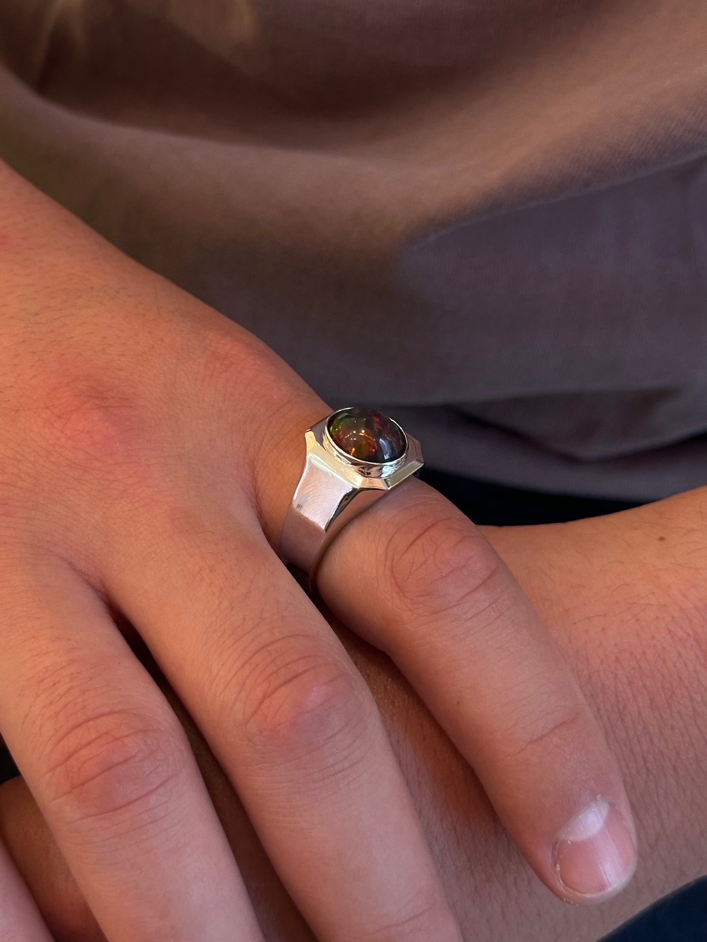 Alison Lin Black Opal 'Legacy Signet' Ring in White Gold