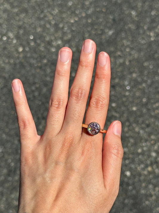 Alison Lin Pink Lab Diamond Bezel Set Ring