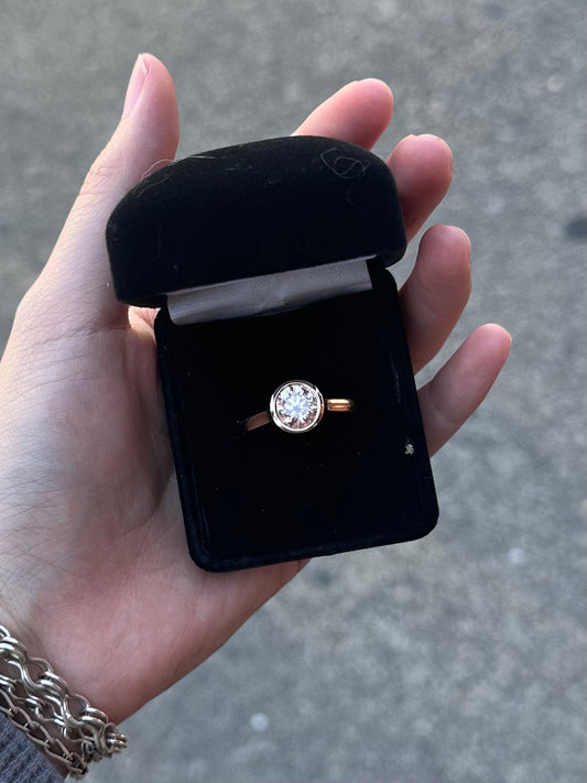 Alison Lin Pink Lab Diamond Bezel Set Ring