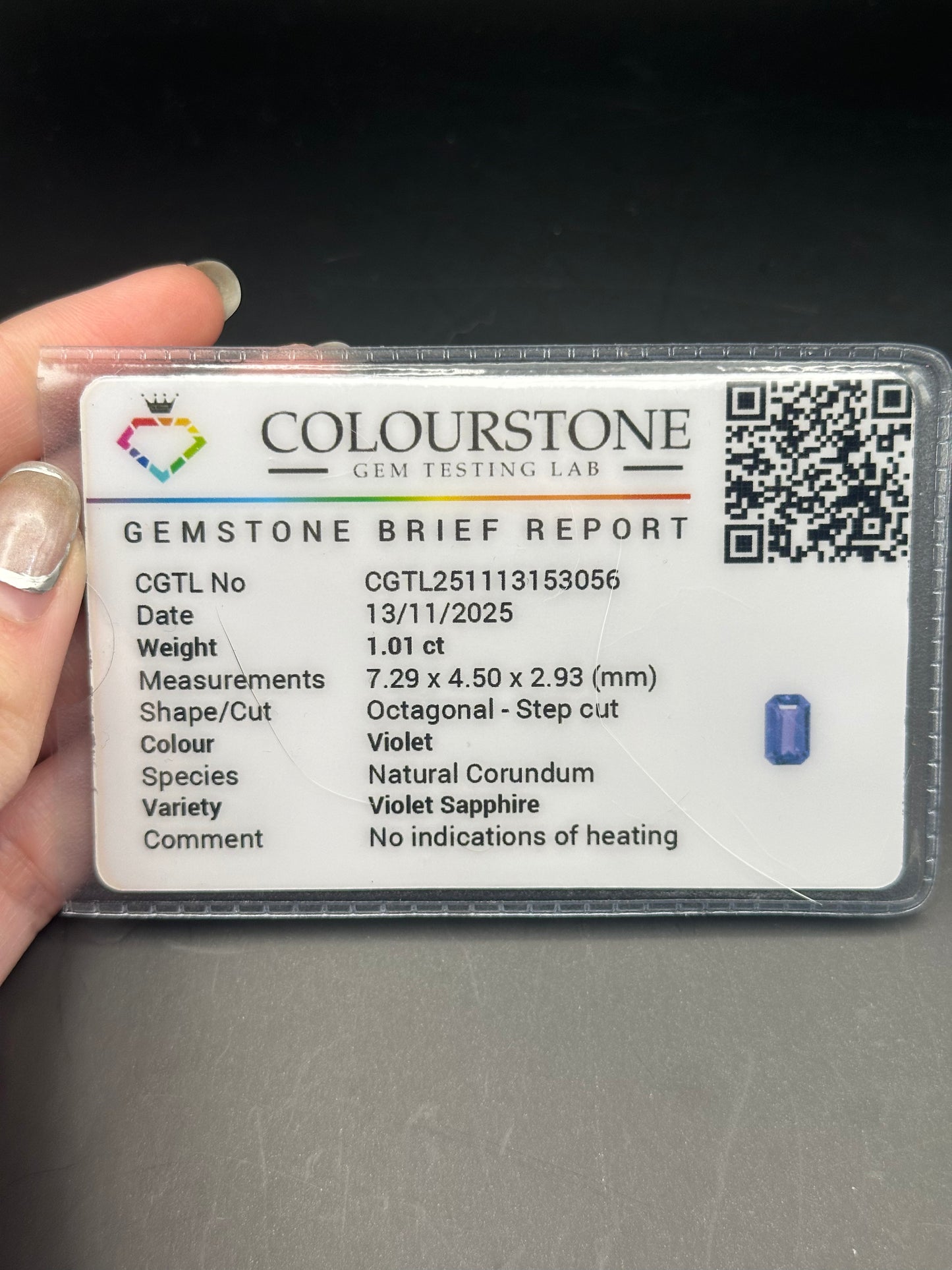 purple sapphire (emerald) 1.01 ct