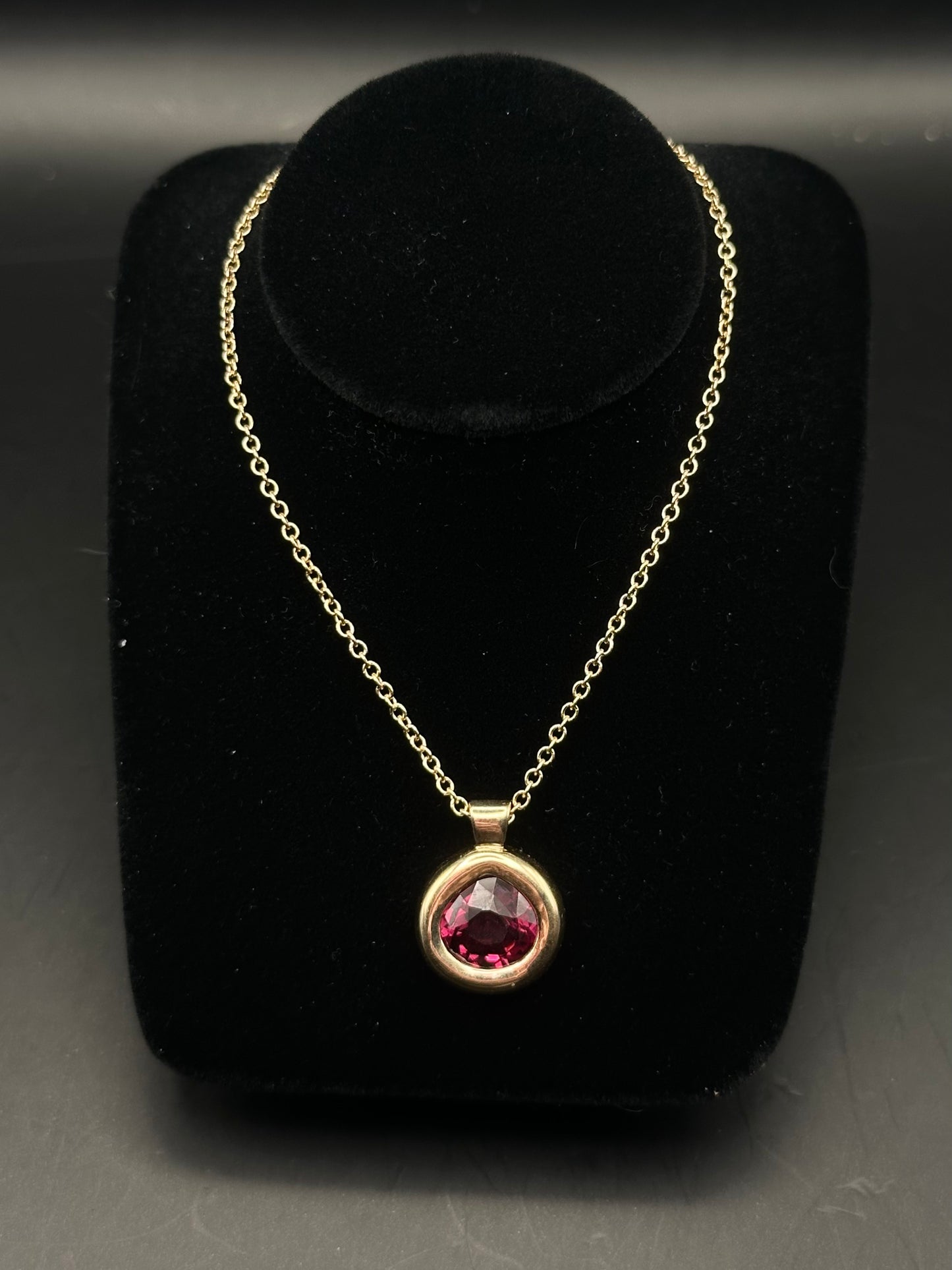 ‘I Love My Wife” Rhodolite Garnet Bezel Pendant