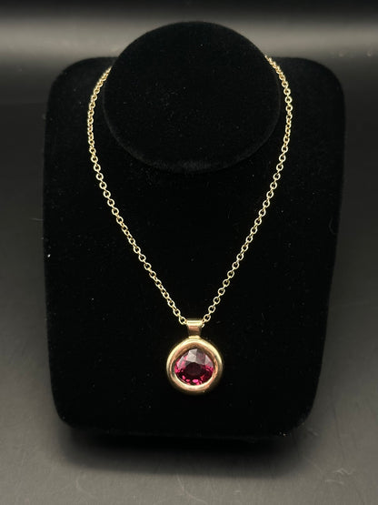 ‘I Love My Wife” Rhodolite Garnet Bezel Pendant