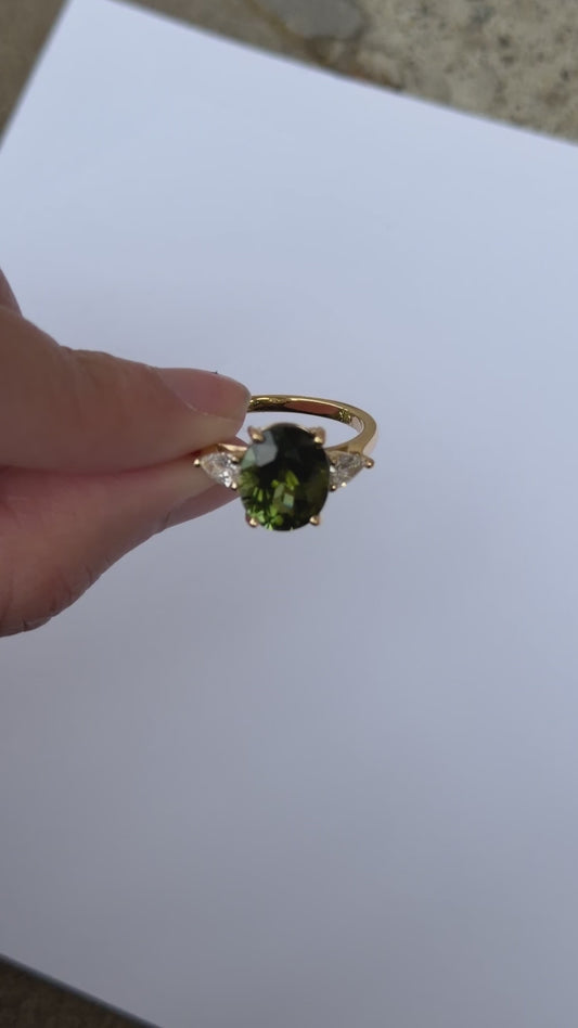 Green Oval Tourmaline Ring