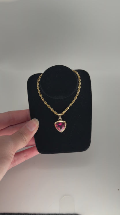Pink Trillion Tourmaline Pendant